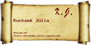 Kontsek Júlia névjegykártya